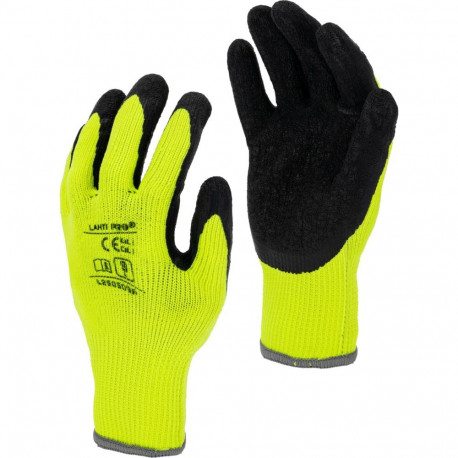 Kollased soojendatud polüesterkindad l250511p, 12 paari, "11", CE, lahti