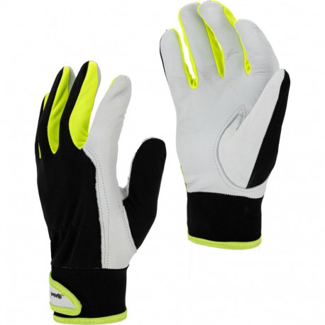 Rękawice ze skóry czar-żół. l271811p, karta, "11", ce, lahti