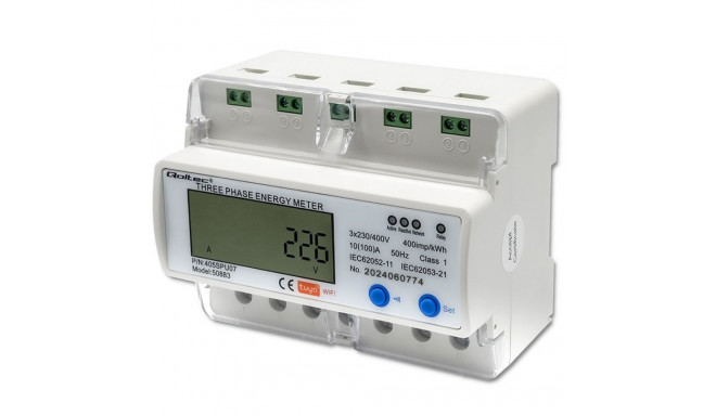 Three phase meter for DIN rail 400V LCD WiFi