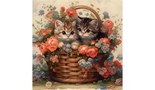 Diamond Mosaic - Kittens in a Basket