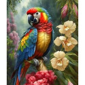 Diamond mosaic - Parrot and Flowers