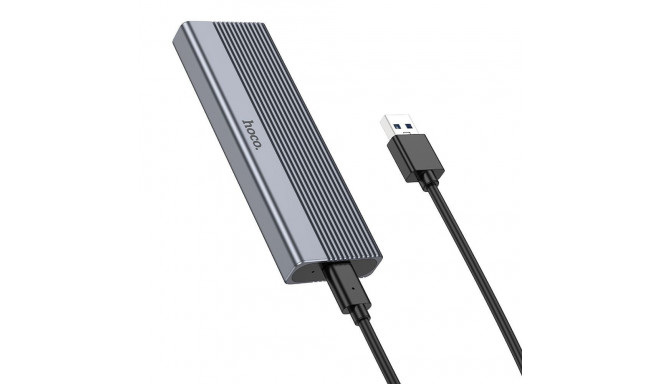 Enclosure Hoco for M.2 SATA SSD drives M key B+M key up to 4TB USB A USB3.2 / 6GBps HB47 metal gray