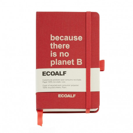 Märkmik 90x140x15mm 96l valge PLANET B RED ECOALF kummikinnitus, järjehoidja, pliiatsihoidja, Miquel