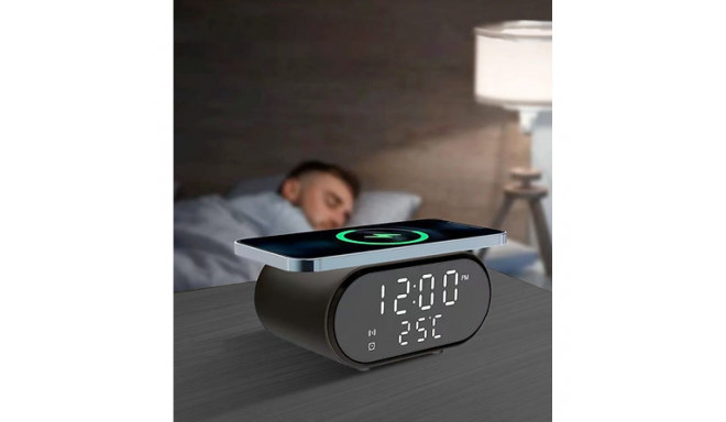 Lauakell Satzuma Wireless Charging Clock, juhtmevaba laadimisalusega