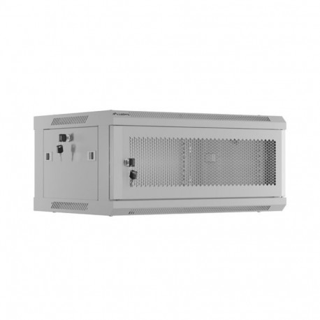 RACK CABINET 19" WALL-MOUNT 4U/600X450 (FLAT PACK) WITH PERFORATED DOOR GREY LANBERG