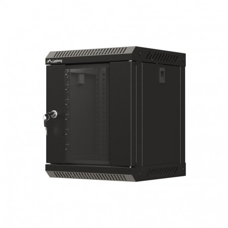 RACK CABINET 10" WALL-MOUNT 6U/300X300 (FLAT PACK) WITH GLASS DOOR BLACK LANBERG