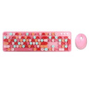 MOFII Sweet Wireless 2.4G Full Layout Keyboard & Optical Mouse Rose with desig multi color buttons