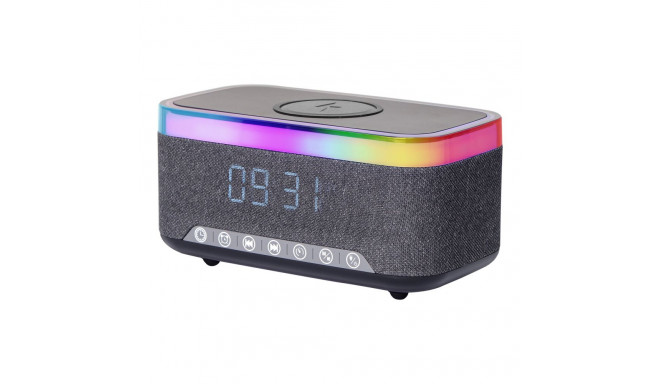 GEMBIRD Digital alarm clock with speaker and wireless charging function black