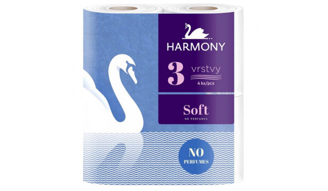 Toilet paper HARMONY Soft 4 rolls (3 layers, white)