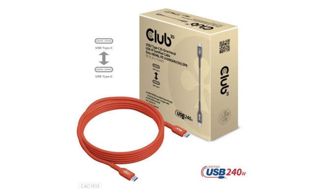 CABLE USB-C TO USB-C 3M/M/M CAC-1513 CLUB3D