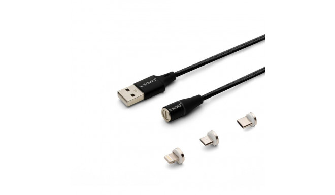 USB Cable - Savio Cl-155 2m USB 2.0 USB-C Micro-usb Lightning Black