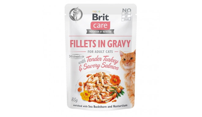 Wet Cat Food - BRIT Care Fillets In Gravy Turkey & Salmon 85g Gluten-Free