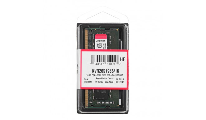 Memory Module - Kingston KVR26S19S8/16 16GB DDR4 2666MHz Unbuffered