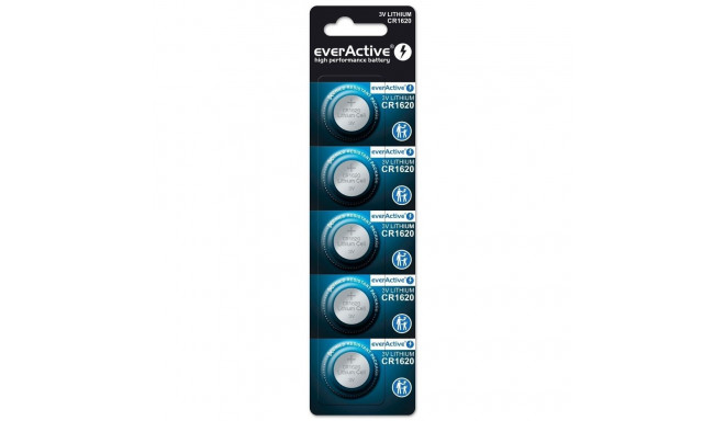 Button Battery - everActive CR1620 Lithium 5 Pack 3V