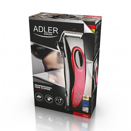 Hair Trimmer - Adler AD 2825 15W Ergonomic Black, Red
