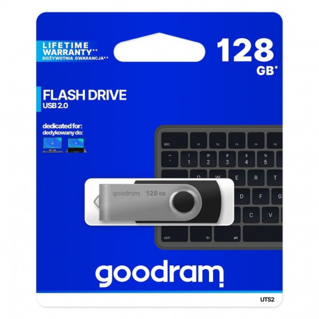 USB Flash Drive - Goodram UTS2 128GB USB 2.0 Swivel Black/Silver