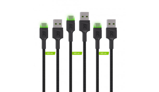 USB Cable - Green Cell KABGCSET03 2m USB A to USB C Black