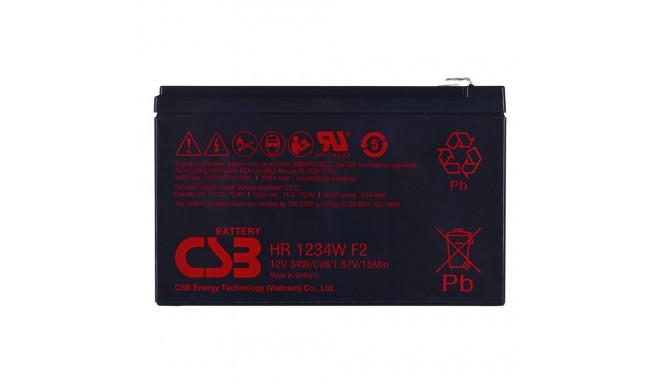 Battery - CSB HR1234WF2 9Ah 12V Sealed Lead Acid Black