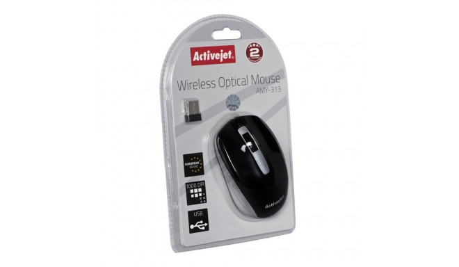 Wireless Mouse - Activejet AMY-313 Optical USB 1200 DPI Ambidextrous Black/Gray
