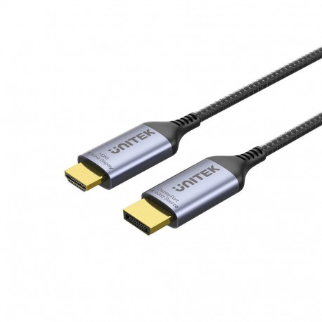 Display Cable - UNITEK DisplayPort 1.4 to HDMI 2.1 8K 1.8m Grey/Black