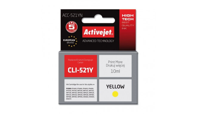 Ink Cartridge - Activejet Acc-521yn Yellow 10ml