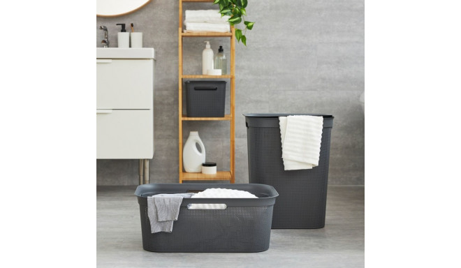 Laundry Basket - ROTHO Brisen 50L with Lid Black