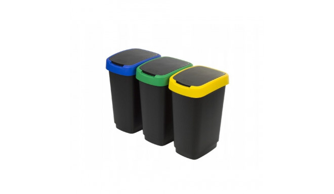 Trash Bin Set - ROTHO Twist 3 x 25L Blue, Black, Red, Green