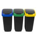 Trash Bin Set - ROTHO Twist 3 x 25L Blue, Black, Red, Green