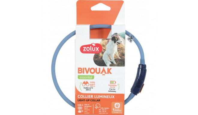 Dog Collar - ZOLUX Bivouak LED Silicone Adjustable 20-40 cm Blue