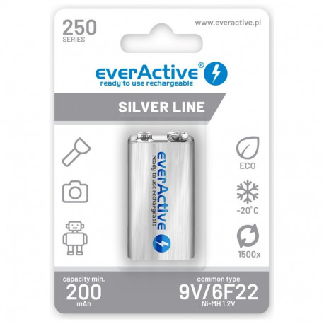 Rechargeable Battery - everActive Ni-MH 6F22 200 mAh White