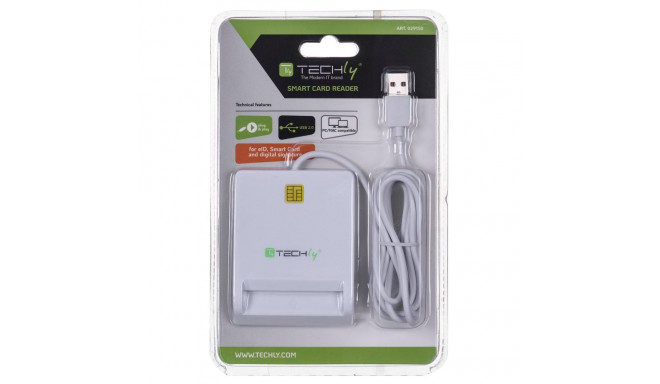 USB Card Reader - Techly Compact Writer, White