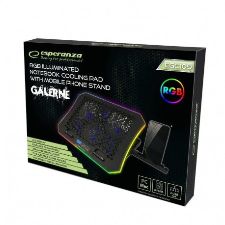Laptop Cooling Pad - Esperanza GALERNE 48.3cm 6 Fans 2100 RPM Black