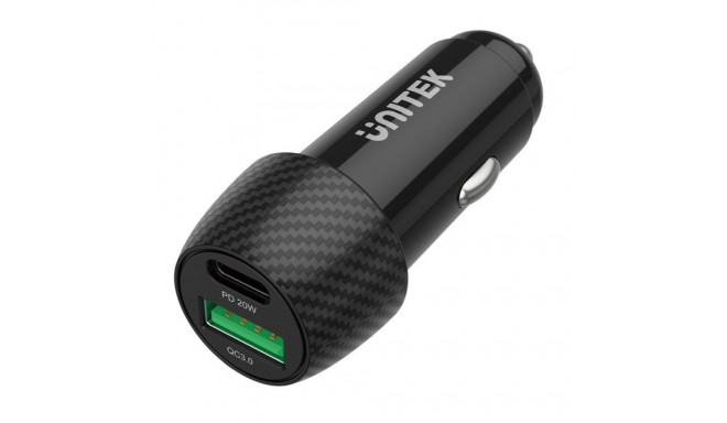 Car Charger - Unitek P1400A 38W USB-A USB-C QC 3.0