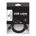 USB Cable - Gembird 3m A M/FM Black