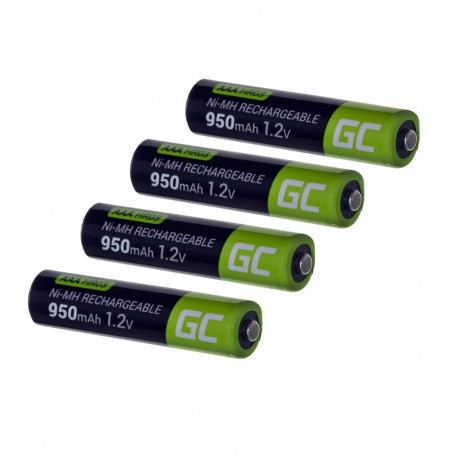 Rechargeable AAA Battery - Green Cell GR03, 950 mAh, 4Pcs, Black