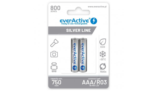 Rechargeable Batteries - everActive Ni-MH R03 AAA 800 mAh Silver Line 2 Pack