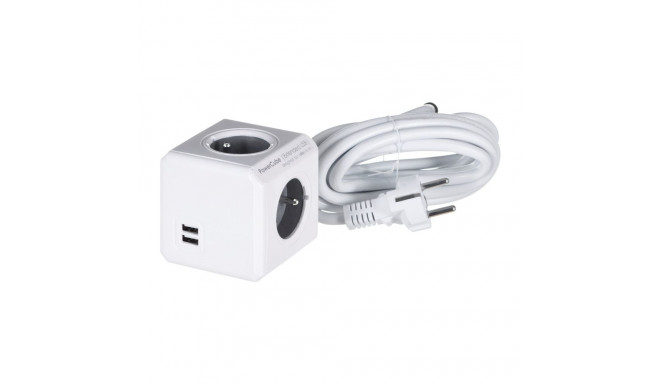 Extender - Allocacoc PowerCube Extended, 3 M, 4 AC Sockets