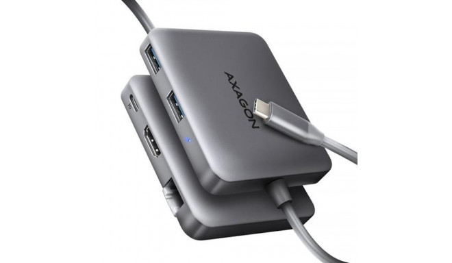 Axagon N HMC-5HL USB 5Gbps hub 2x USB-A HDMI 4k/60Hz RJ-45 GLAN PD 100W kabel USB-C Wired USB 3.2 Ge