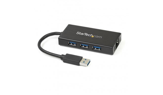 StarTech.com 3-Port Portable USB 3.0 Hub plus Gigabit Ethernet - Aluminum with Built-in Cable~3-Port