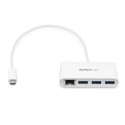 StarTech.com 3-Port USB-C Hub with Gigabit Ethernet - USB-C to 3x USB-A - USB 3.0 Hub - White~3-Port