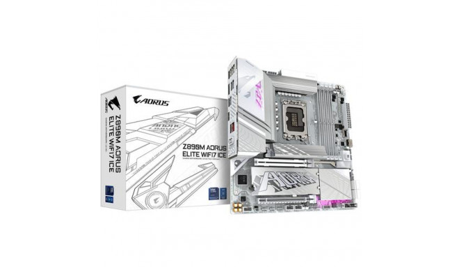 GIGABYTE Z890M AORUS ELITE WIFI7 ICE Motherboard - Supports Intel Core Ultra (Series 2) CPUs, 12+1+2