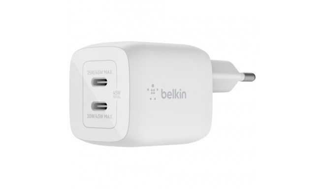 "Belkin 45W Dual USB-C GaN Ladegerät Power Deliver, PPS, white"