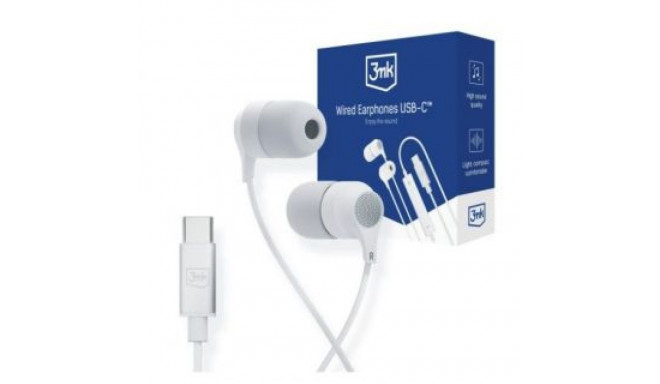 3MK Wired Earphones USB-C White