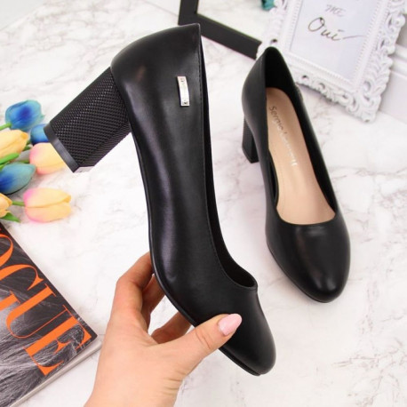 Sergio Leone W SK314A black decorative block heel pumps (37)