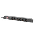 POWER DISTRIBUTION UNIT (PDU) 19" LANBERG 1U 16A 2M 6X SCHUKO OUTLETS BLACK