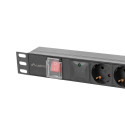 POWER DISTRIBUTION UNIT (PDU) 19" LANBERG 1U 16A 2M 6X SCHUKO OUTLETS BLACK