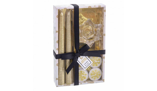 Circular Candelabra with Stand Christmas Golden Crystal Paraffin 21,7 x 13,3 x 3,8 cm