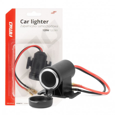 Gniazdo zapalniczki samochodowej hermetyczne 12v 24v amio-04129