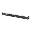 DIGITUS 1U Alumiinium PDU Kapisse Paigaldatav 16A 4000W 250VAC 50/60Hz 7x pistikupesa CEE 7/7 2m kaa