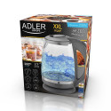 Adler AD 1286 electric kettle 2 L 2200 W Grey, Transparent